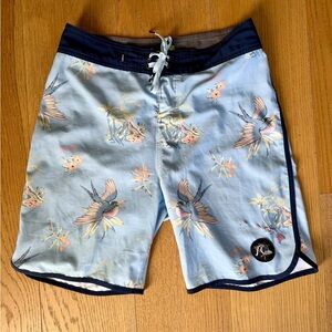 Quiksilver Highline Surfsilk Light Blue Floral & Bird Boardshorts